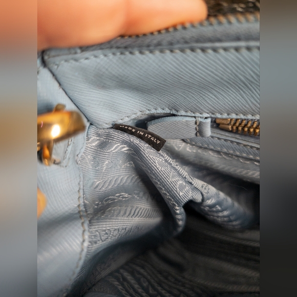 Prada Medium Saffiano Lux Galleria Double Zip Tote w/Adjustable Strap-Light Blue - Picture 12 of 17